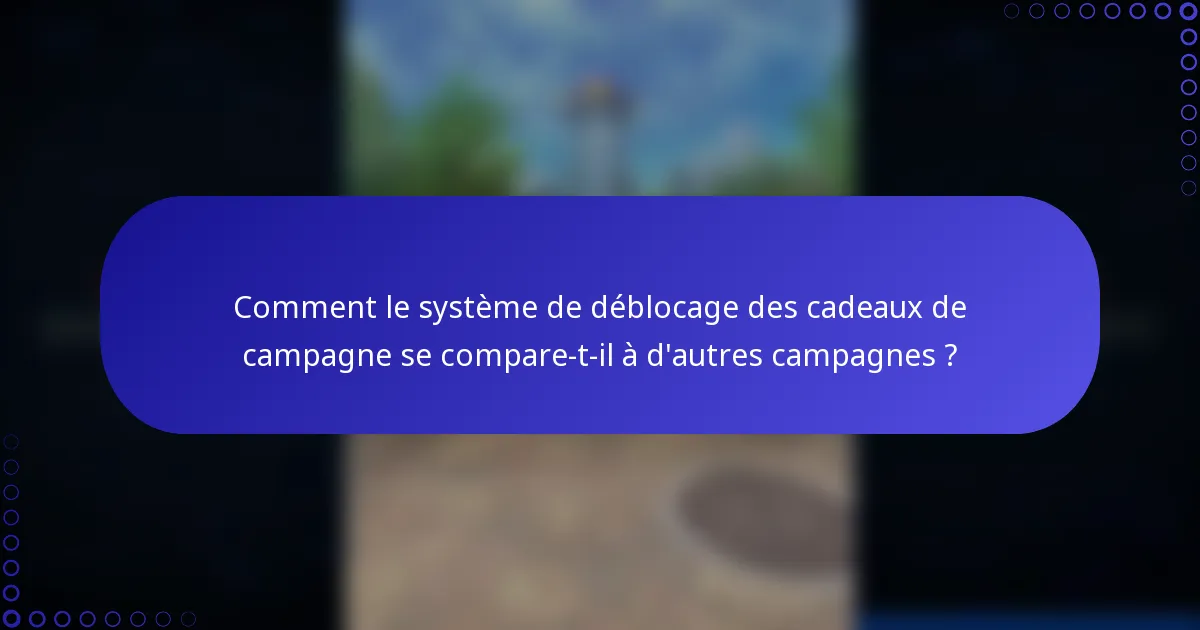 Comment le système de déblocage des cadeaux de campagne se compare-t-il à d'autres campagnes ?