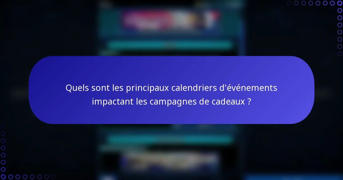 Quels sont les principaux calendriers d'événements impactant les campagnes de cadeaux ?